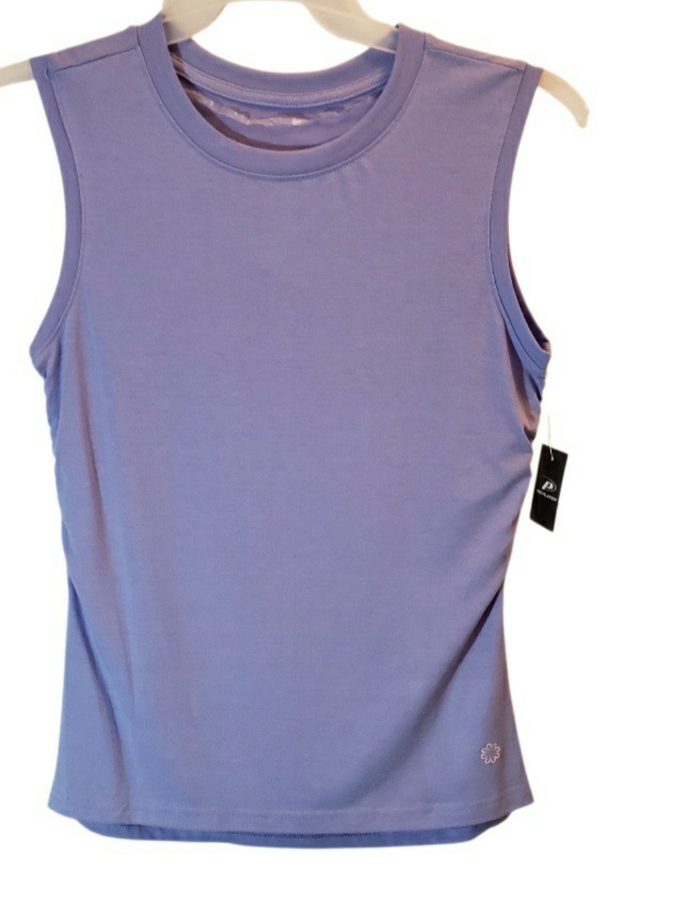 Pro Player med women cinch side muscle sleeveless tank top in a soft lavender.